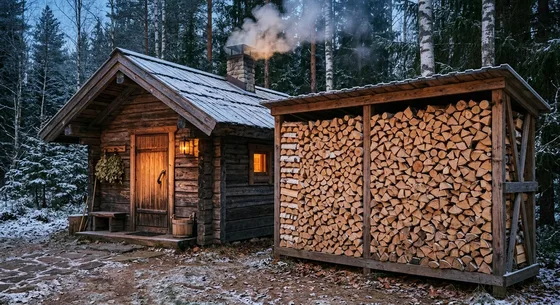 Укладка дров в Рождествене, улица Дровяная, 16